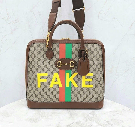 Gucci Limited Edition GG Supreme FAKE NOT Tote Shoulder Bag SKU123 124911546