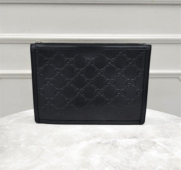 Gucci Embossed Leather Pouch Black 92539814