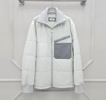 Hermes Quilted Blue Jacket Padding - Leather Clap Pocket 78666573