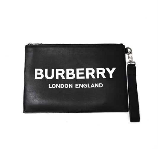 Burberry คลัตช์หนังพร้อมรายละเอียดโลโก้ 7060279128
