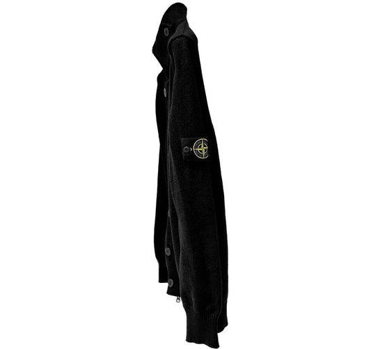 Stone Island Black Logo Patch Knit Cardigan 7424860041 117038346