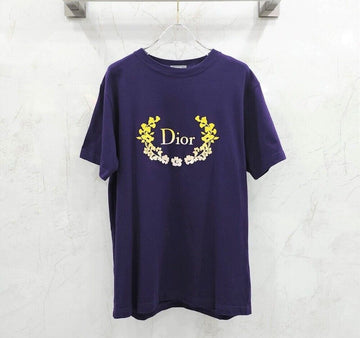 Dior Purple Flower Embroidered Short Sleeve T-Shirt 60861755