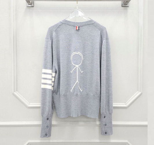 Thom Browne Diagonal Armband Stickman Cardigan 78666428