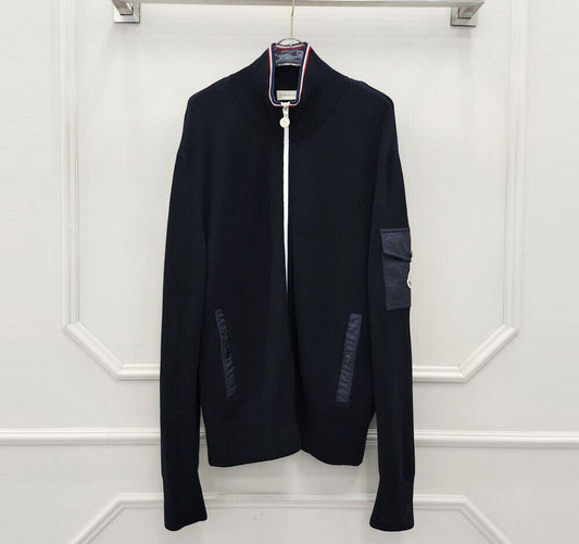 Moncler Turtleneck Logo Cotton Cardigan 77288697