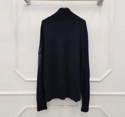 Moncler Turtleneck Logo Cotton Cardigan 77288697