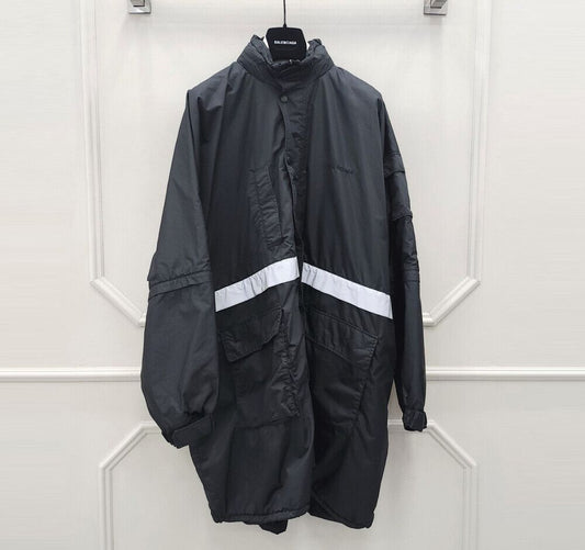 Balenciaga Embroidered Logo Scotch Over Shell Parka Jacket 105546982