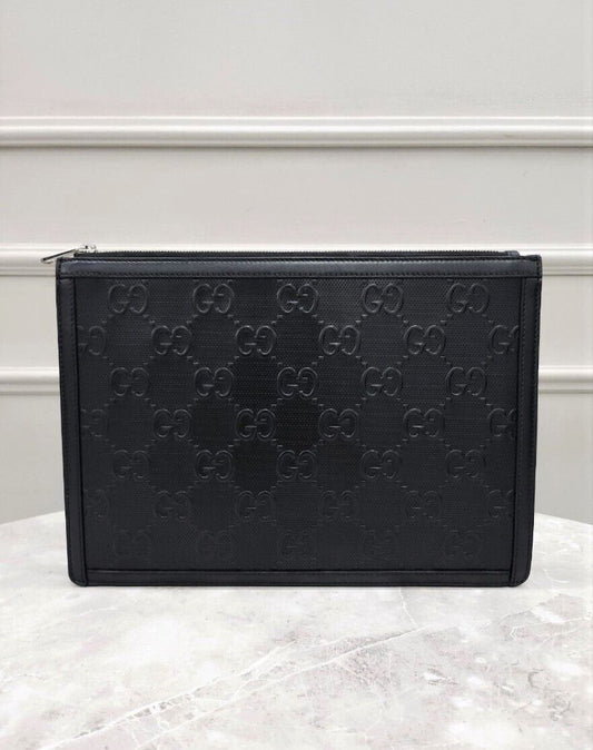 Gucci Embossed Black Leather Clutch Bag 59891904