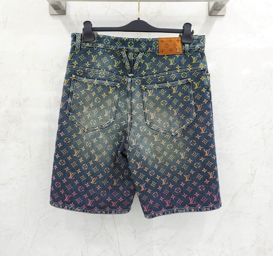 กางเกงขาสั้นผ้ายีนส์ลายโมโนแกรมสีรุ้งของ Louis Vuitton รหัสสินค้า 34