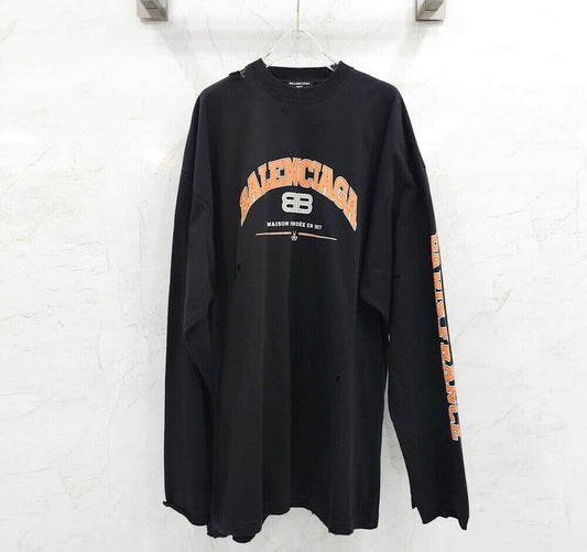 Balenciaga Logo Printed Oversized Long Sleeve T-shirt 681046 120344639