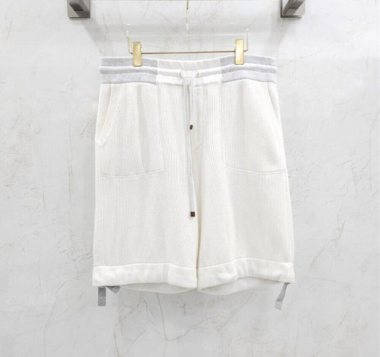 กางเกงขาสั้นผ้าฝ้ายผู้ชาย Brunello Cucinelli สีปานามา - SKU