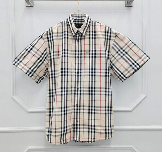Burberry Beige Check Short Sleeve Shirt 79594541