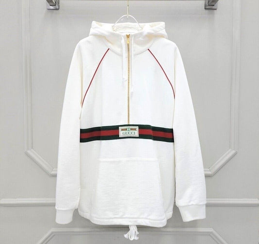 Gucci White Three Stripe Web Logo Anorak Half-Zip 62871508