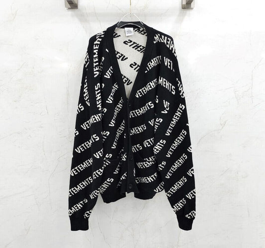 vetements Allover Logo Black Cardigan 115606770