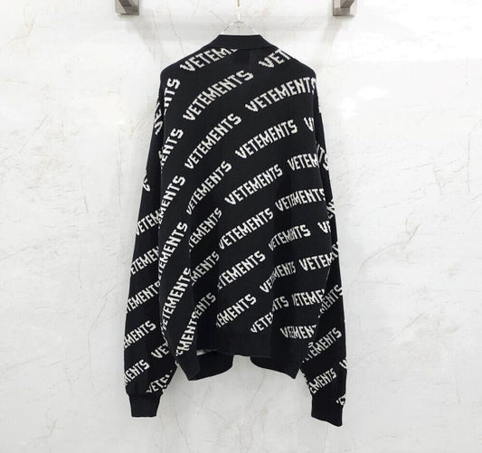 vetements Allover Logo Black Cardigan 115606770