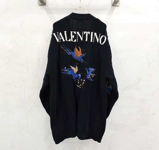 Valentino White Logo Embroidered Animal Cardigan 118337884