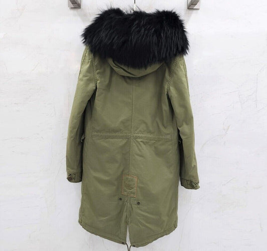 MR & MRS ITALY Faux Fur Black Parka Long Coat 119258141