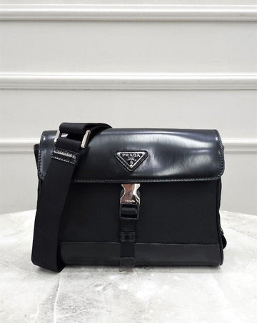 Prada Re-Nylon Triangle Logo Leather Crossbody Bag 71319064