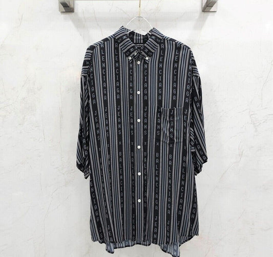 Balenciaga Black Striped Short-Sleeve Shirt SKU 38 123099588
