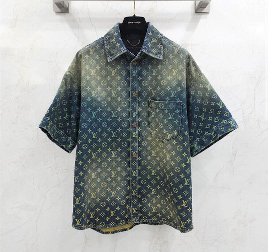 Louis Vuitton Rainbow Monogram Denim Short Sleeve Shirt 70797816