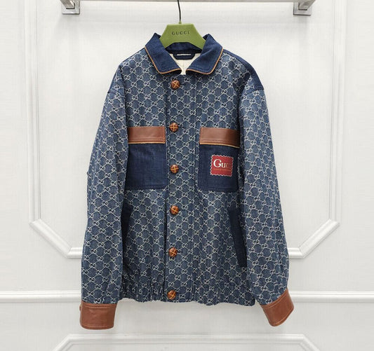 Gucci gg GG Eco Washed Organic Bomber Denim Jacket 62602356