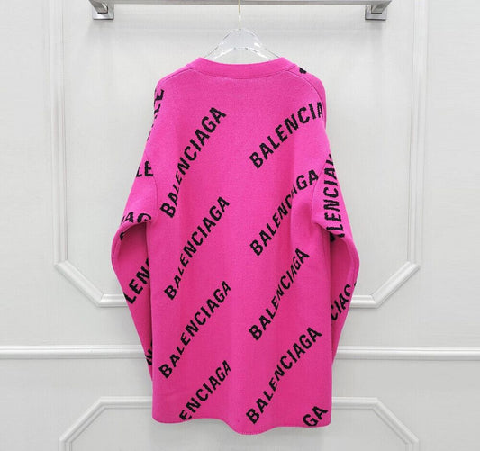 Balenciaga Pink Multi-Logo Allover Cardigan 65905563
