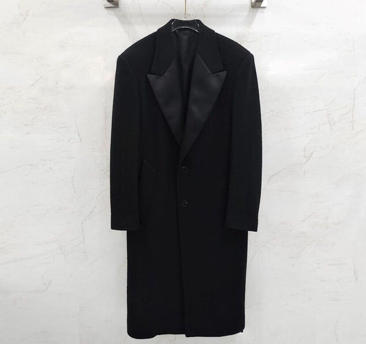 Raf Simons Black Herringbone Wool Long Coat SKU 46 125542919