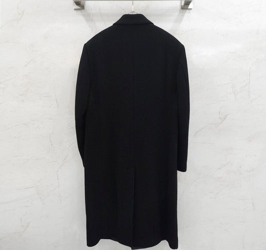 Raf Simons Black Herringbone Wool Long Coat SKU 46 125542919
