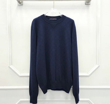 Louis Vuitton, Marineblauer Rundhalspullover mit Monogramm – Artikelnummer: XL